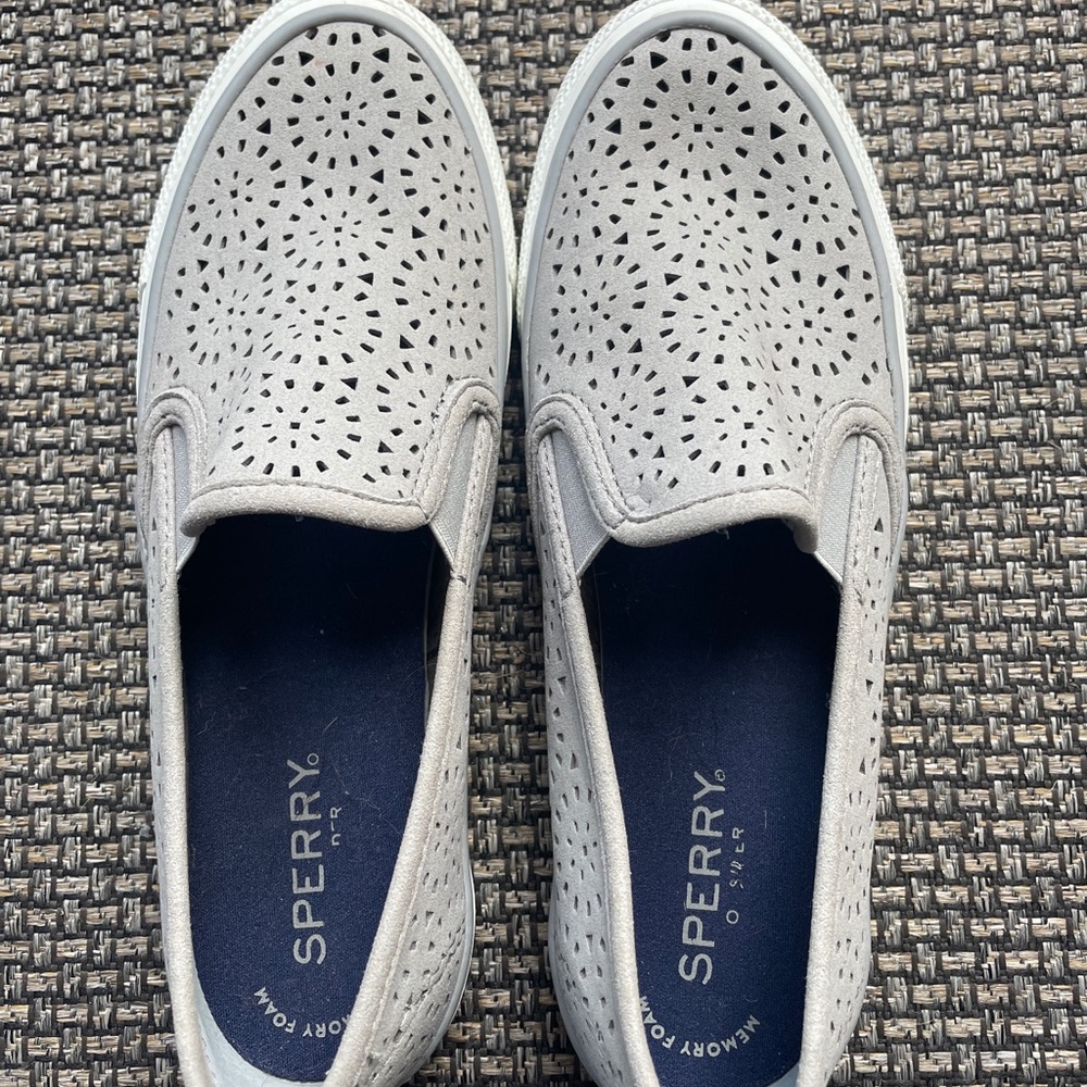 Gray Sperry Slip Ons